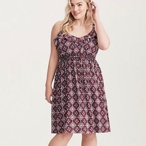 Torrid Medallion Print Ruffle Challis Dress 00